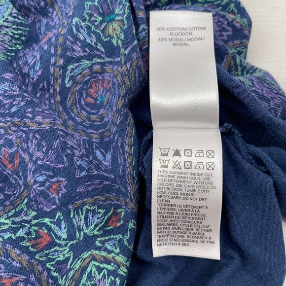 Lucky Brand LARGE Peacock Feather Paisley AOP Shirt Cttn/Modal Tie Front Blouse - Picture 3 of 7